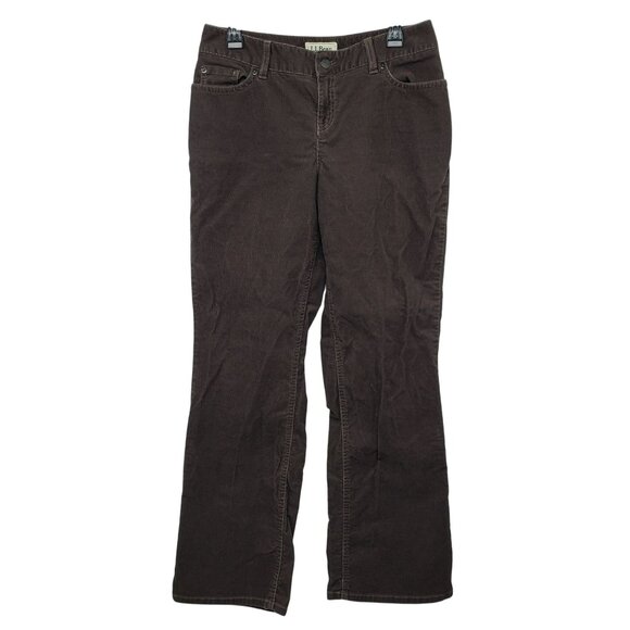 LL Bean Brown Corduroy Favorite Fit Straight Pants 8 Regular Womens Fall Winter - Picture 1 of 9